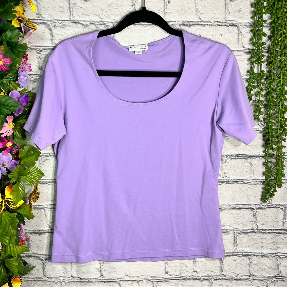 «🌸5/$25🌸Paniz New York Lavender Short Sleeved Scoop Neck Top Size Large